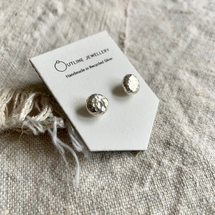 NUGGET SOLID STERLING SILVER CHUNKY TEXTURED STUD EARRINGS