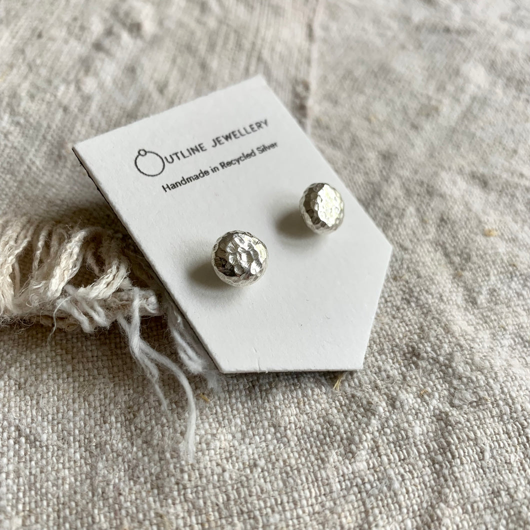 NUGGET SOLID STERLING SILVER CHUNKY TEXTURED STUD EARRINGS