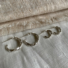 Load image into Gallery viewer, CHUNKY SILVER RIBBON TWIST HOOP EARRINGS