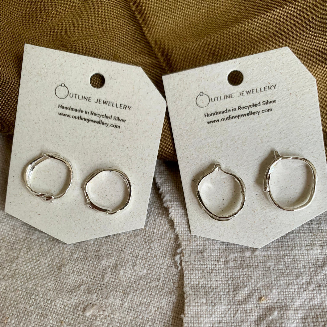 Freeform Organic Circle Stud Earrings in Silver