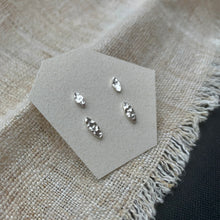 Load image into Gallery viewer, LEAF SHAPED HAMMERED SILVER STUD EARRINGS DUO