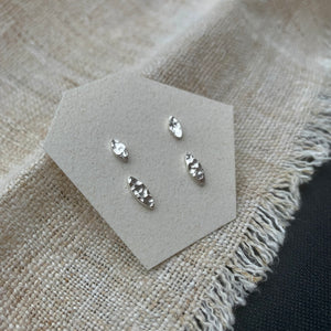 LEAF SHAPED HAMMERED SILVER STUD EARRINGS DUO