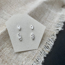 Load image into Gallery viewer, LEAF SHAPED HAMMERED SILVER STUD EARRINGS DUO