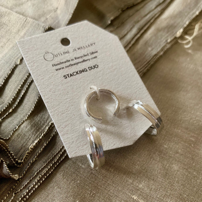 ORGANIC RIDGED HOOP EARRING AND MATCHING MID EAR CUFF DUO SET