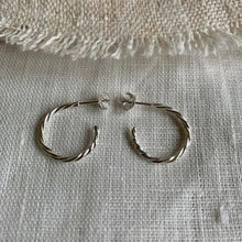 Load image into Gallery viewer, THIN DELICATE TWIST HOOP EARRINGS