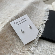 Load image into Gallery viewer, LEAF SHAPED HAMMERED SILVER STUD EARRINGS DUO