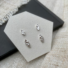 Load image into Gallery viewer, LEAF SHAPED HAMMERED SILVER STUD EARRINGS DUO