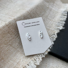 Load image into Gallery viewer, LEAF SHAPED HAMMERED SILVER STUD EARRINGS DUO