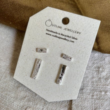 Load image into Gallery viewer, RECTANGLE MINIMALIST EARRINGS IN HAMMERED RECYCLED SILVER