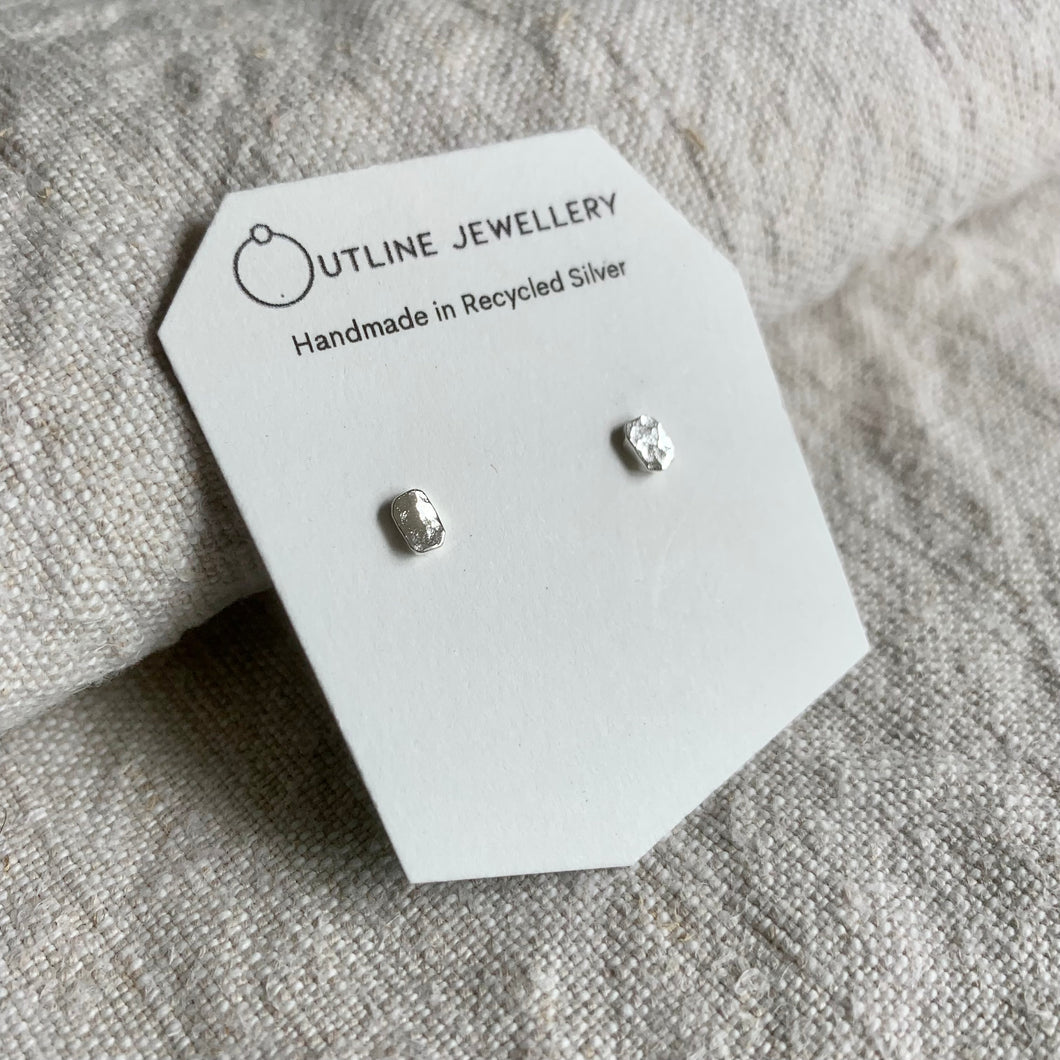 SMALL STUD EARRINGS DUO SET IN HAMMERED RECYCLED SILVER -TRIANGLES