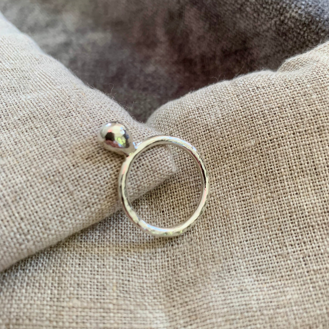 Textured Droplet Ring in Recycled sterling silver