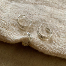 Load image into Gallery viewer, ORGANIC RIDGED HOOP EARRING AND MATCHING MID EAR CUFF DUO SET