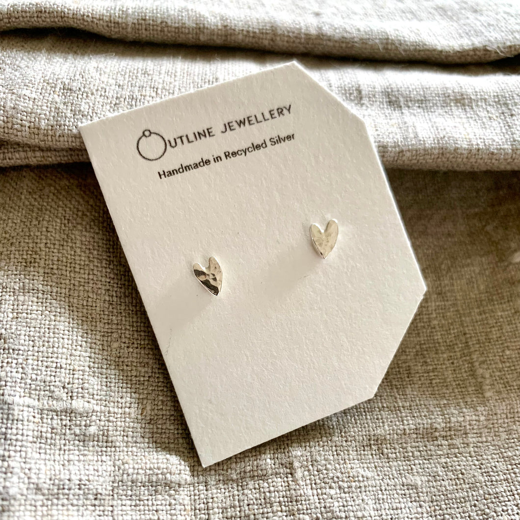 HAND DRAWN HEART STUD EARRINGS