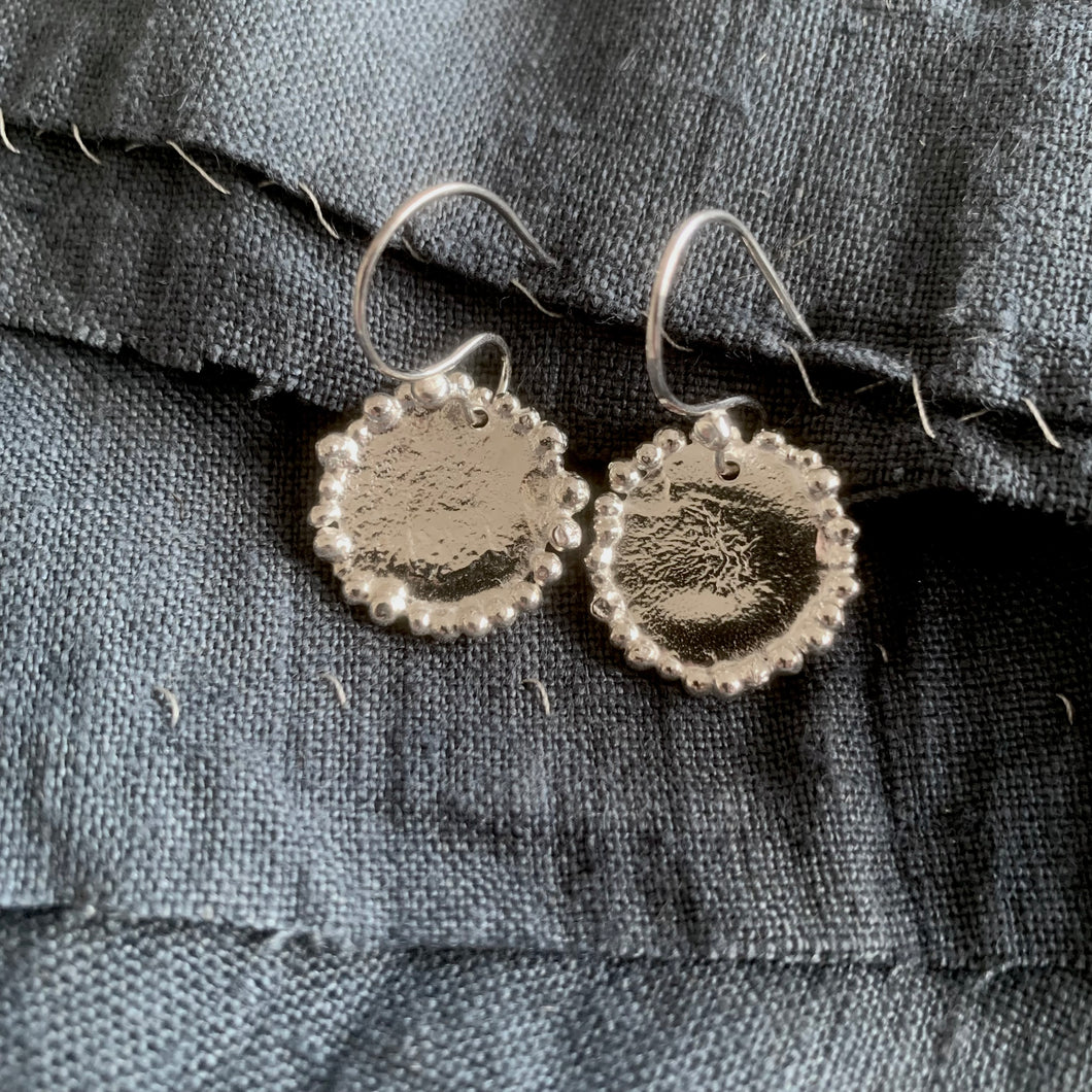 LARGE RUSTIC COIN SILVER DROP EARRINGS
