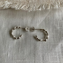 Load image into Gallery viewer, SMALL TANGLE TWIST SILVER HOOP EARRINGS