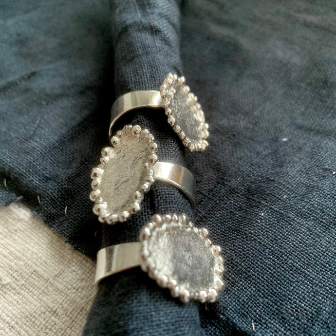 FENNER TEXTURED STATEMENT RINGS IN RECYCLED SILVER