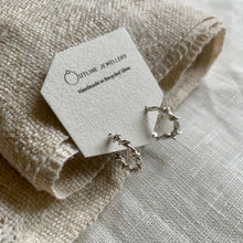 Load image into Gallery viewer, SMALL TANGLE TWIST SILVER HOOP EARRINGS