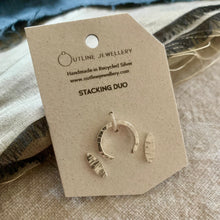 Load image into Gallery viewer, LEAF STUD EARRINGS &amp; EAR CUFF DUO SETS IN HAMMERED RECYCLED SILVER
