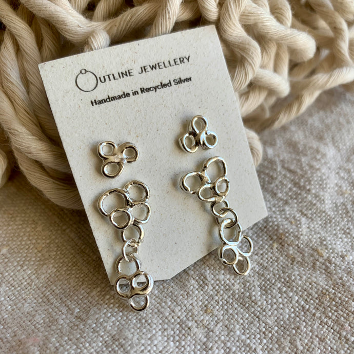 SEAFOAM SILVER STUD AND DROP EARRINGS DUO SETS